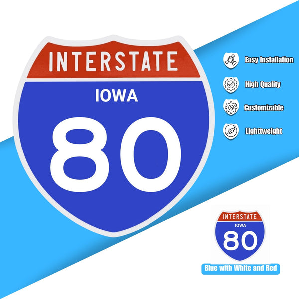 Interstate 80 Road Sign Replica – Personalized Travel Sign | Home & Office Wall Decor (8.54” x 8.53”)