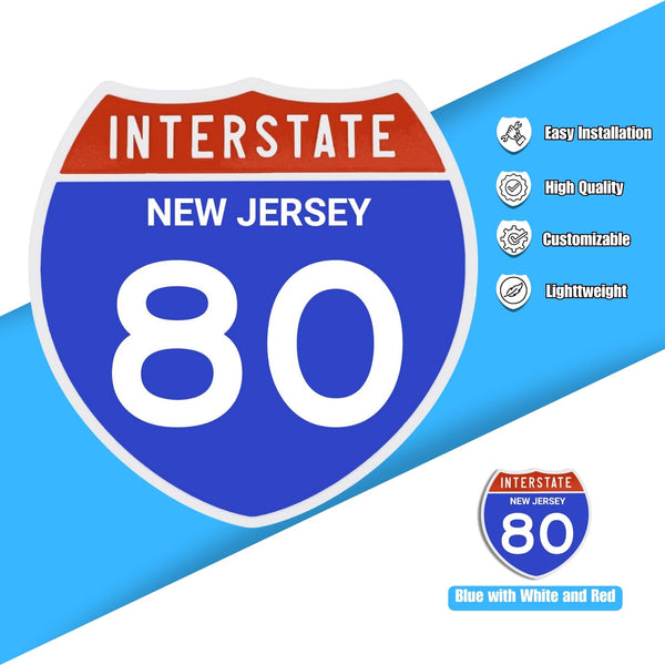 Interstate 80 Road Sign Replica – Personalized Travel Sign | Home & Office Wall Decor (8.54” x 8.53”)