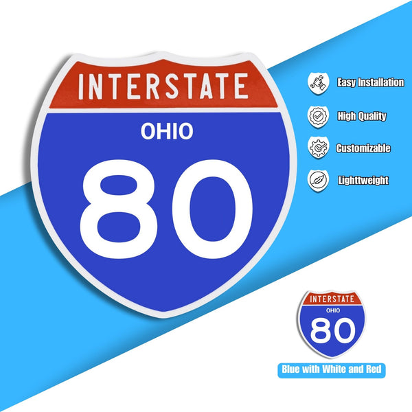 Interstate 80 Road Sign Replica – Personalized Travel Sign | Home & Office Wall Decor (8.54” x 8.53”)