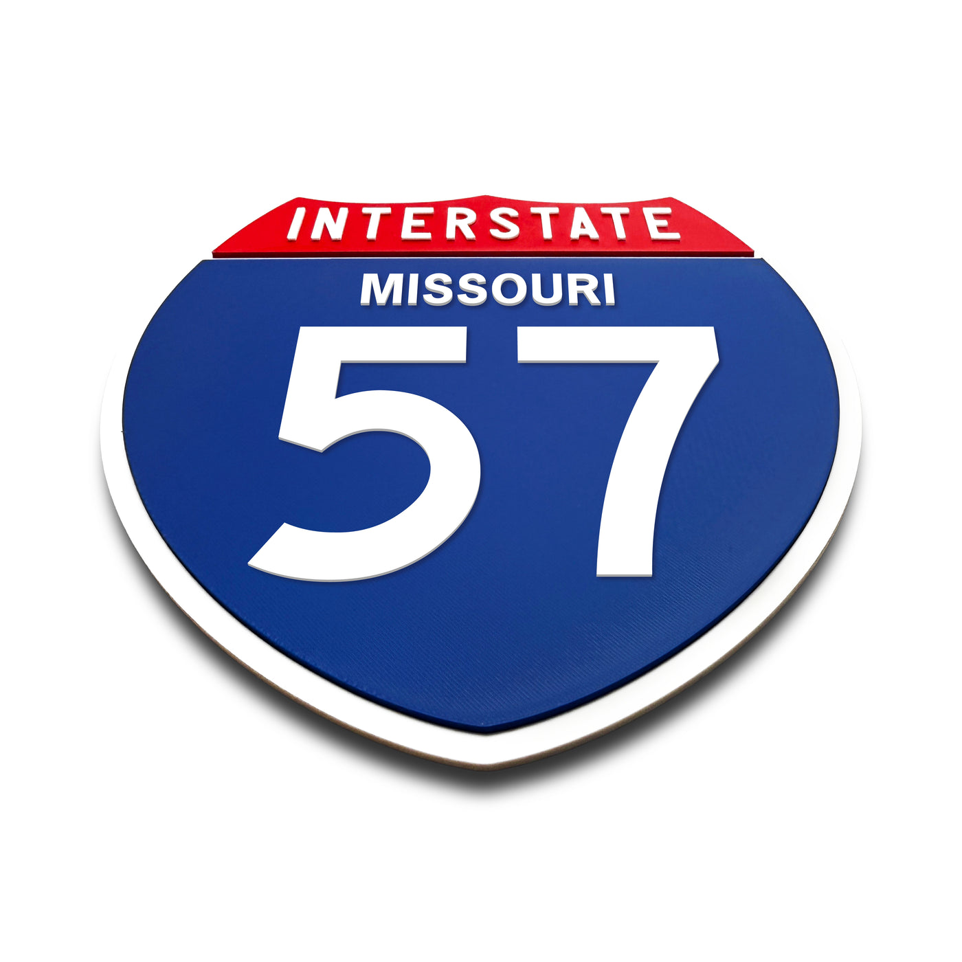 Interstate 57 Missouri road sign replica flat view