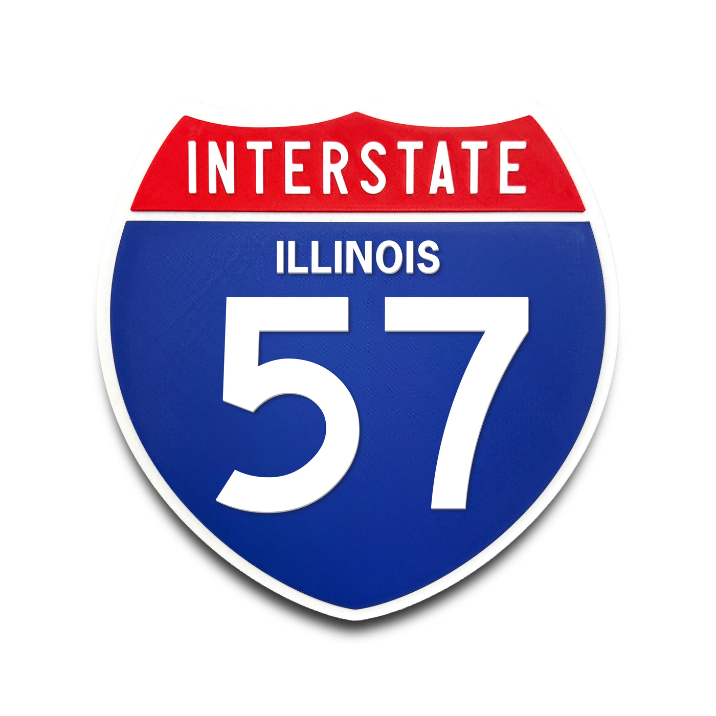 Interstate 57 Illinois road sign replica front view