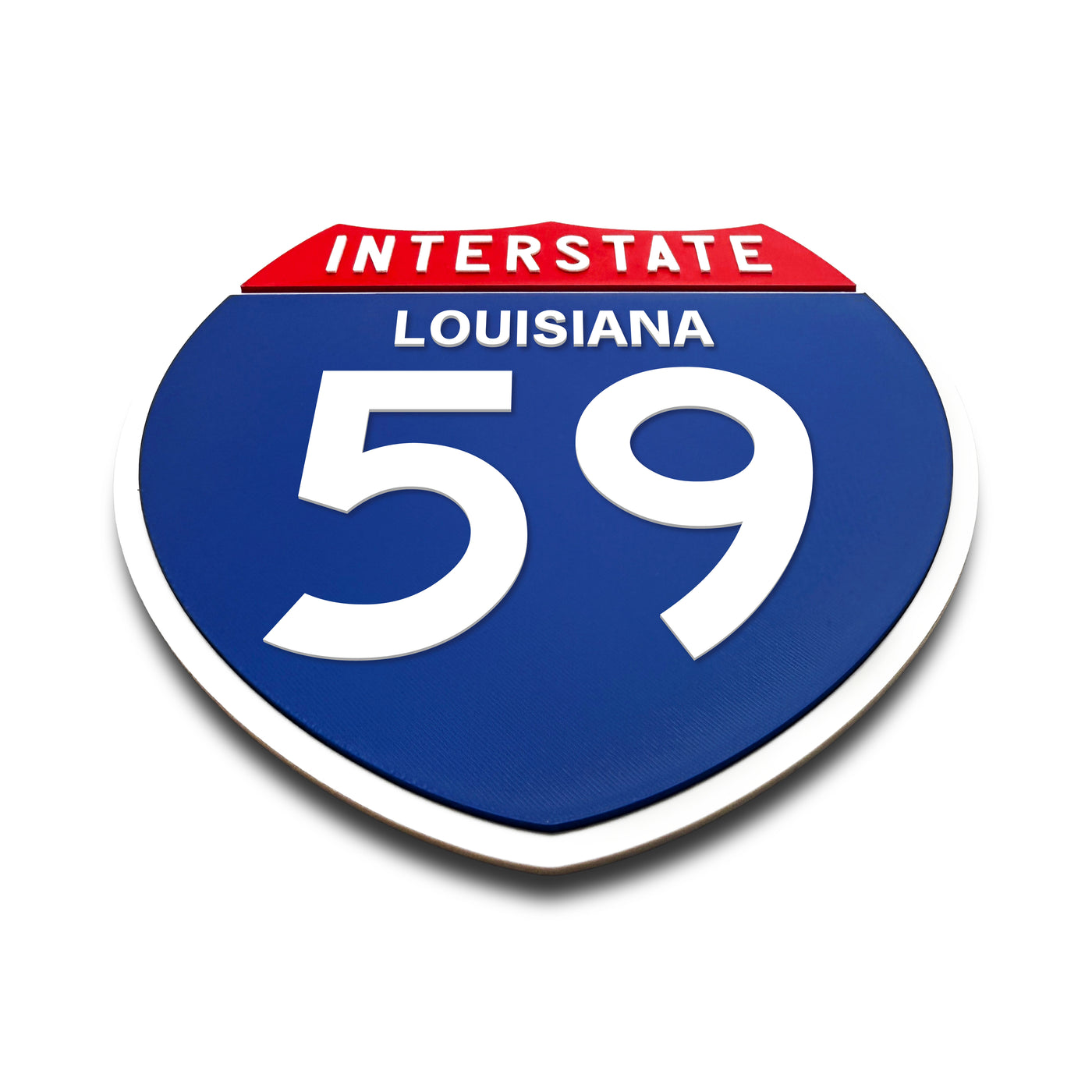 Interstate 59 Louisiana road sign replica flat view