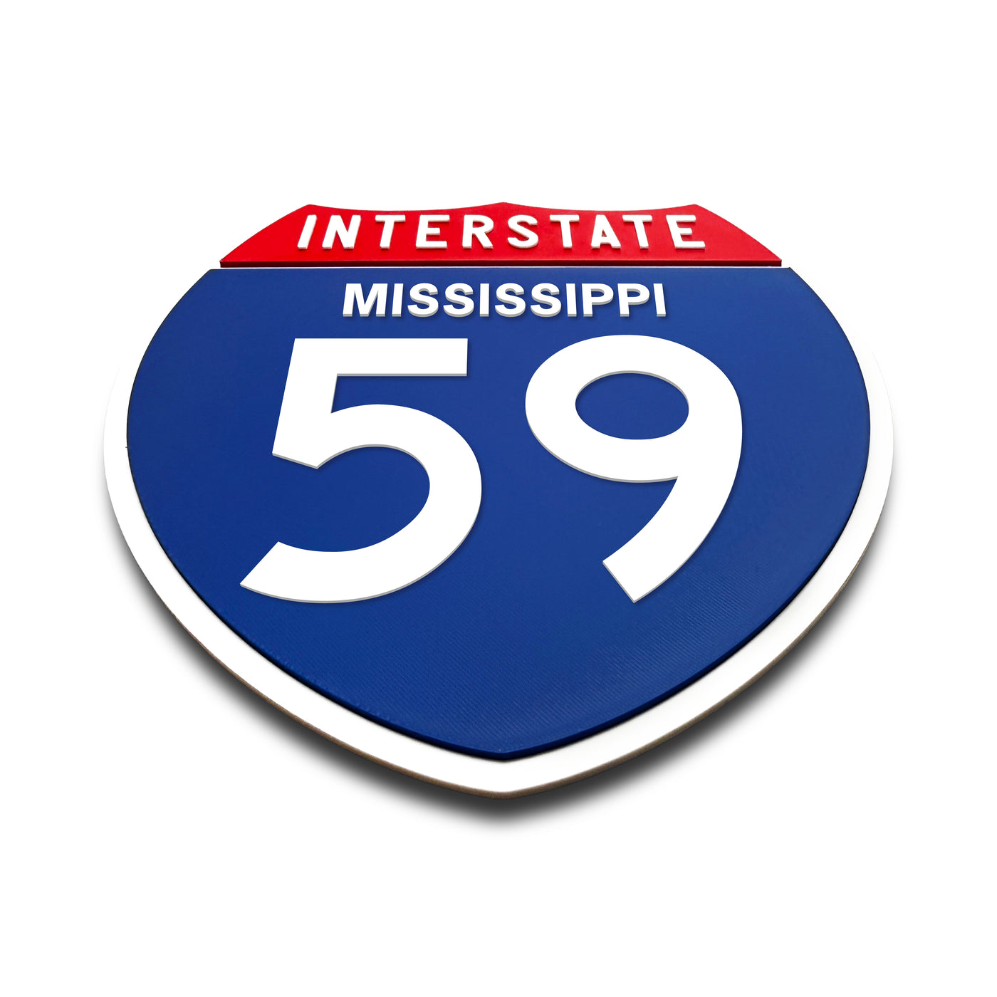 Interstate 59 Mississippi road sign replica flat view