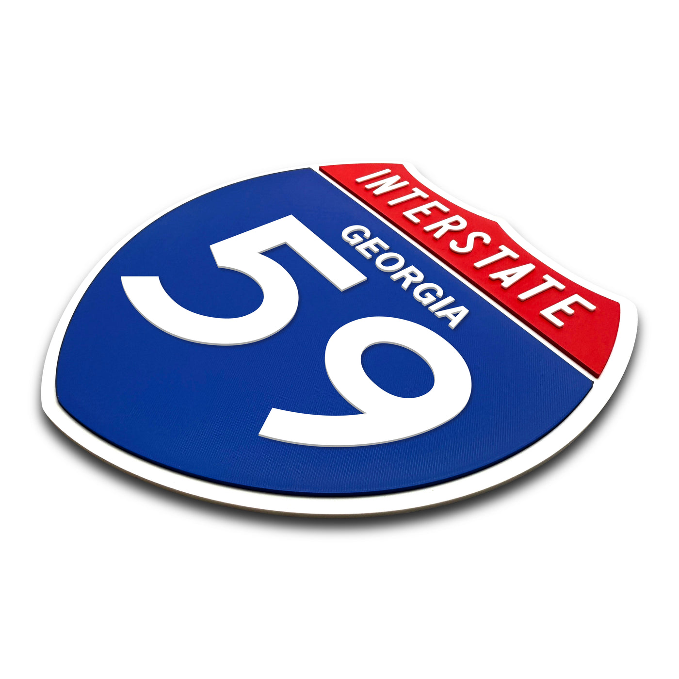 Interstate 59 Georgia road sign replica three-quarter view