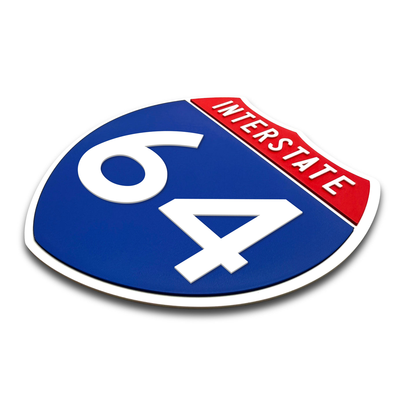 Interstate 64 Number Only road sign replica three quarter view
