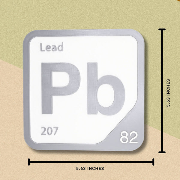 LEAD Periodic Table Tile – Educational Wall Art for Science Lovers, 5.6 x 5.6 Inches