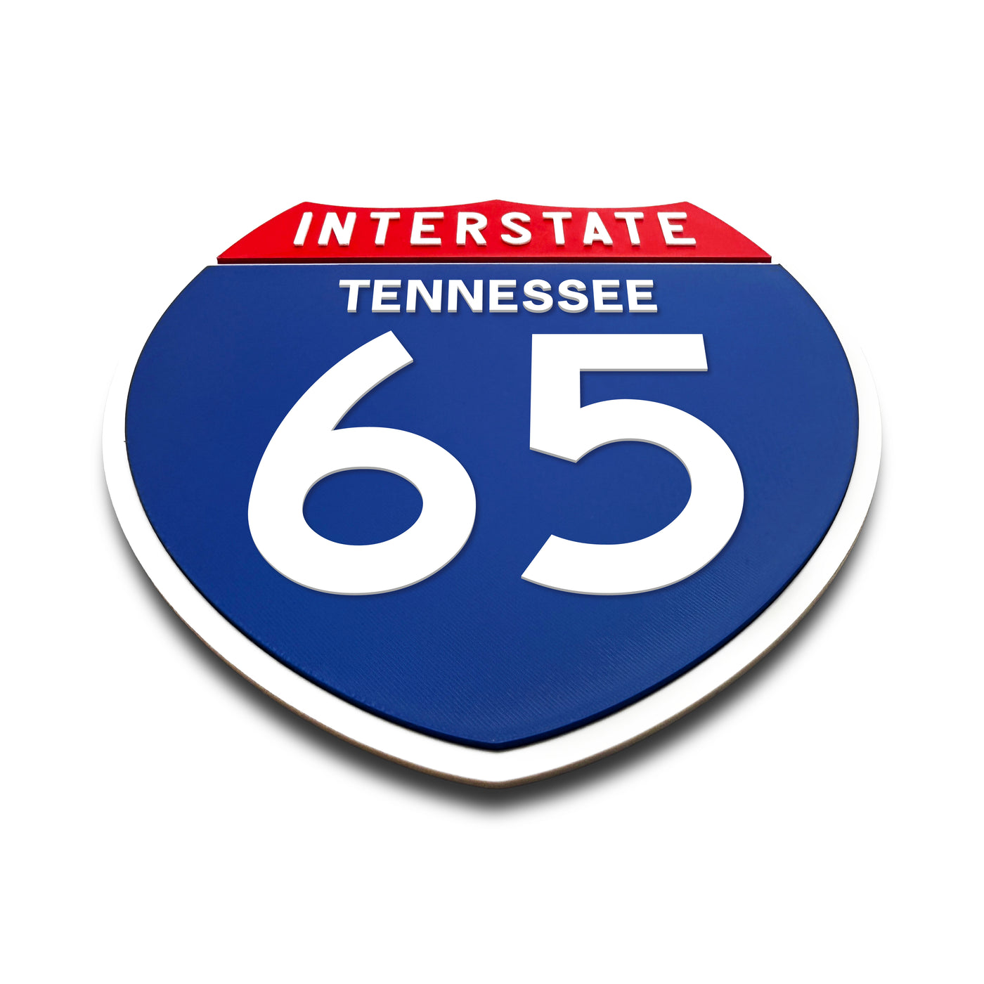 Interstate 65 Tennessee road sign replica flat view