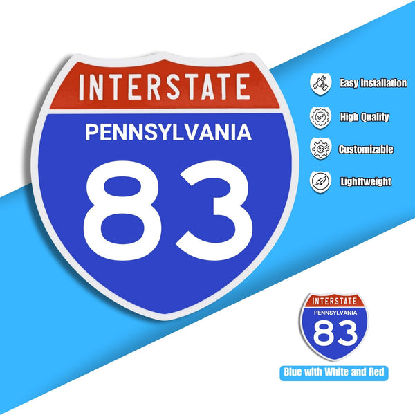Interstate 83 Road Sign Replica – Personalized Travel Sign | Home & Office Wall Decor (8.54” x 8.53”)
