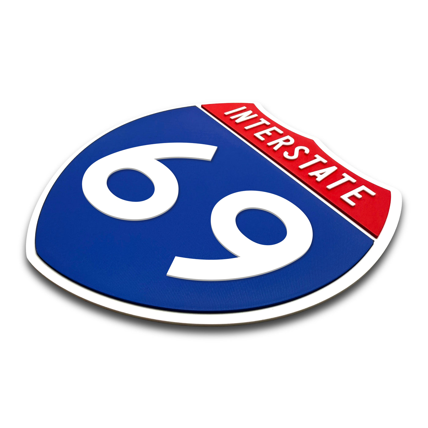 Interstate 69 Number Only road sign replica three quarter view