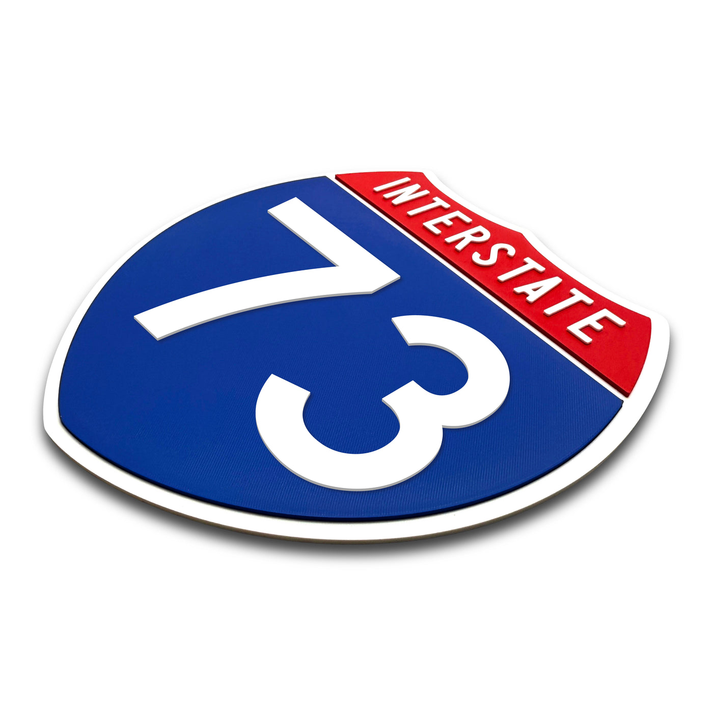 Interstate 73 Number Only road sign replica three quarter view
