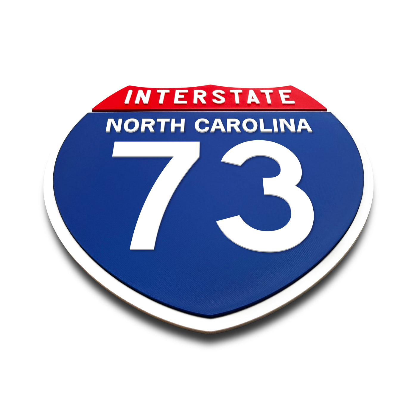 Interstate 73 North Carolina road sign replica flat view