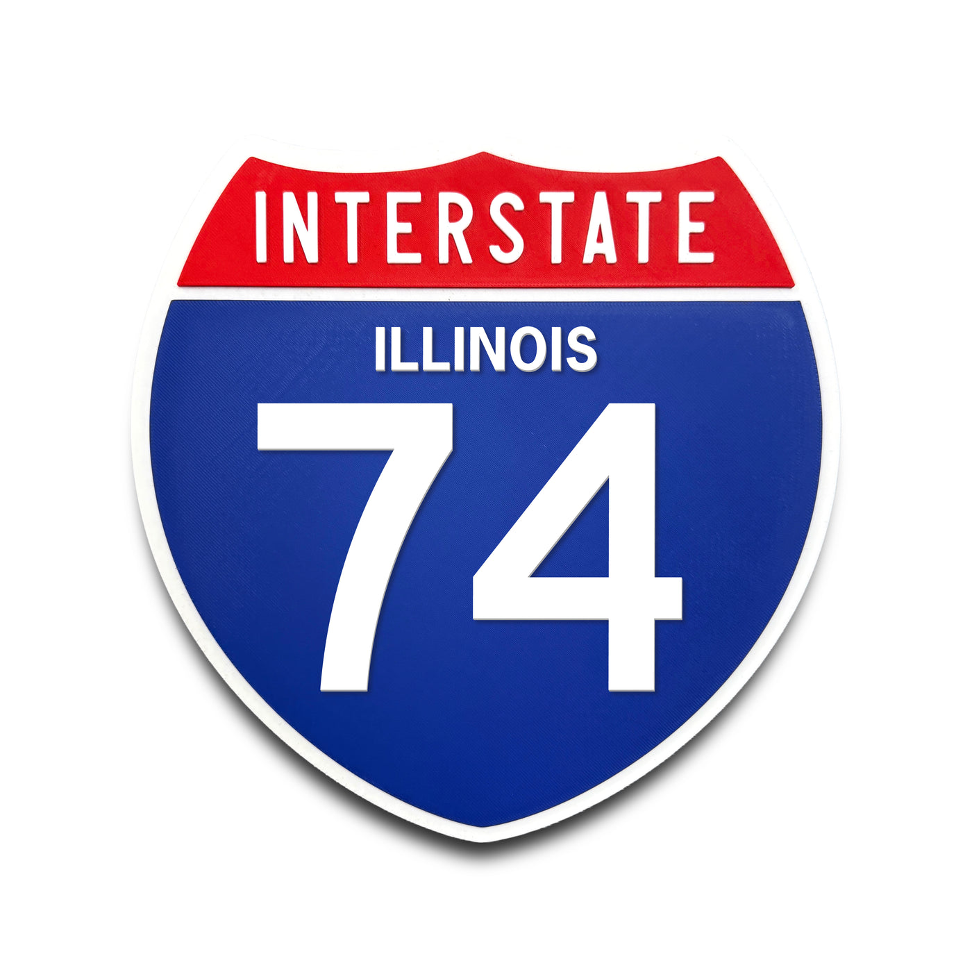 Interstate 74 Illinois road sign replica front view