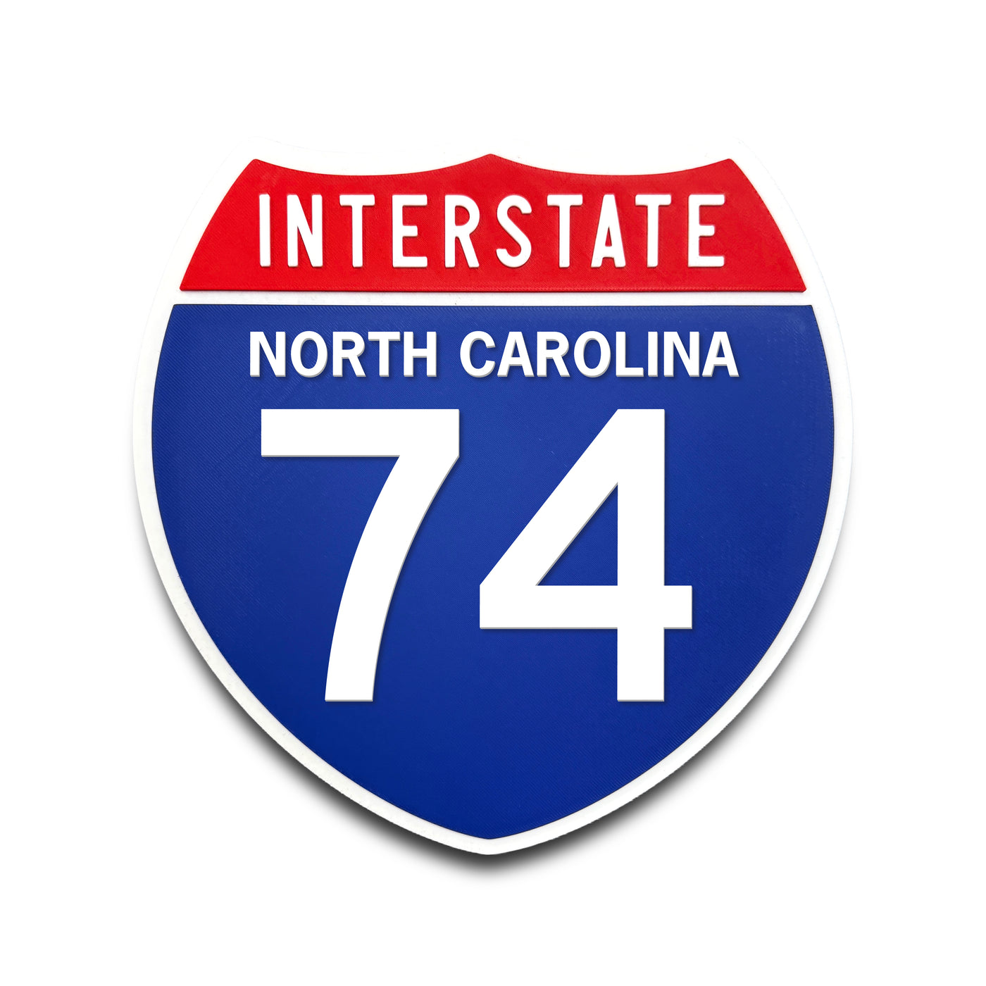 Interstate 74 North Carolina road sign replica front view