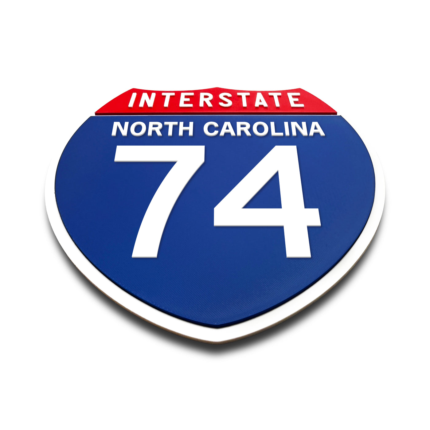 Interstate 74 North Carolina road sign replica flat view