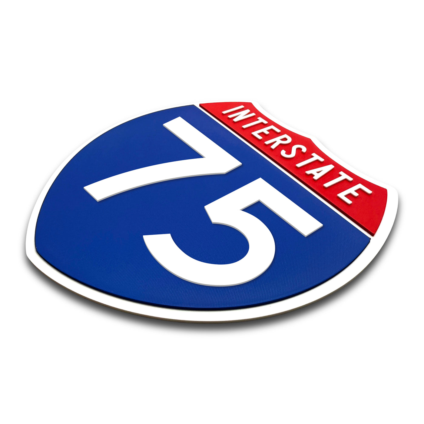 Interstate 75 Number Only road sign replica three quarter view