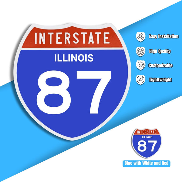Interstate 87 Road Sign Replica – Personalized Travel Sign | Home & Office Wall Decor (8.54” x 8.53”)