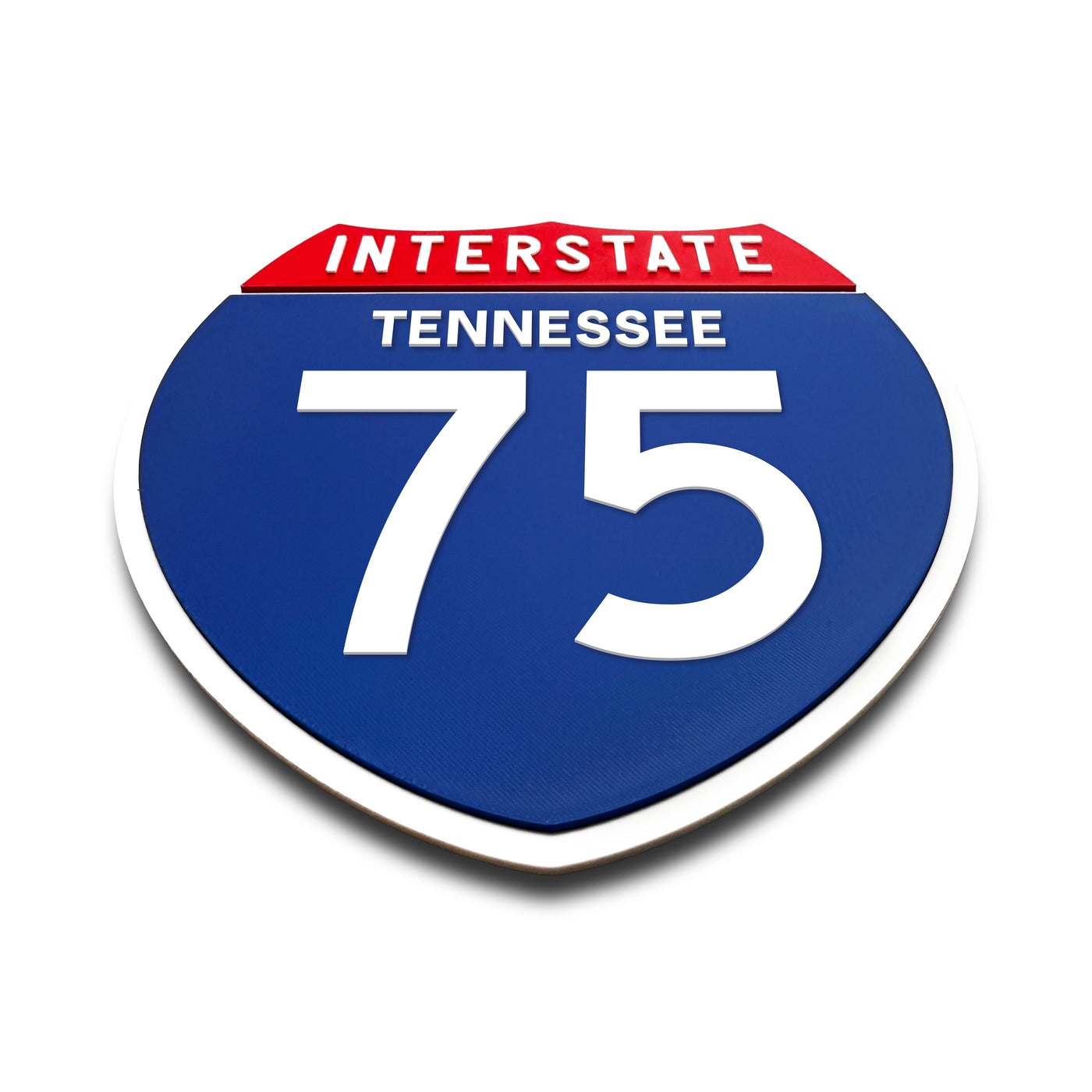 Interstate 75 Tennessee road sign replica flat view