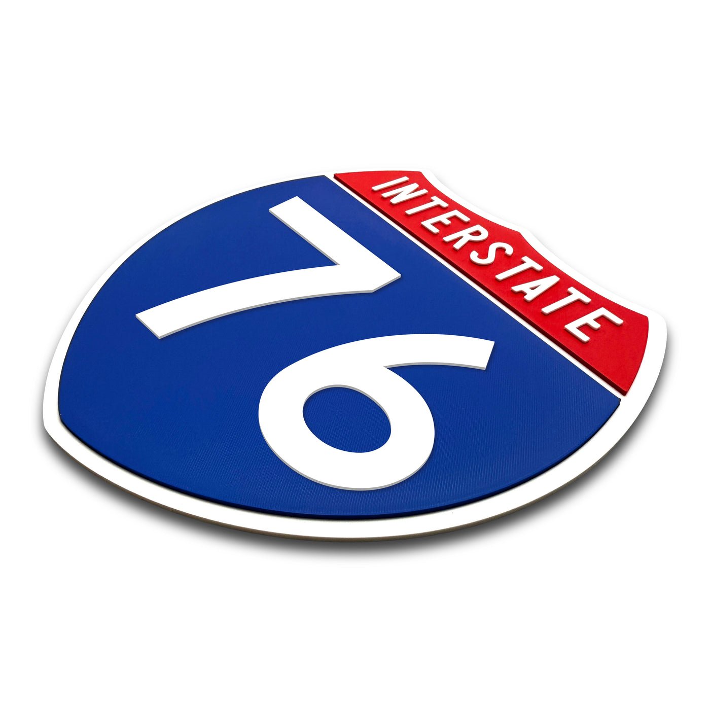 Interstate 76 Number Only road sign replica three quarter view
