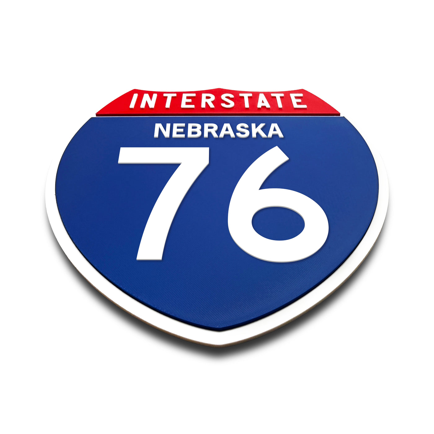 Interstate 76 Nebraska road sign replica flat view