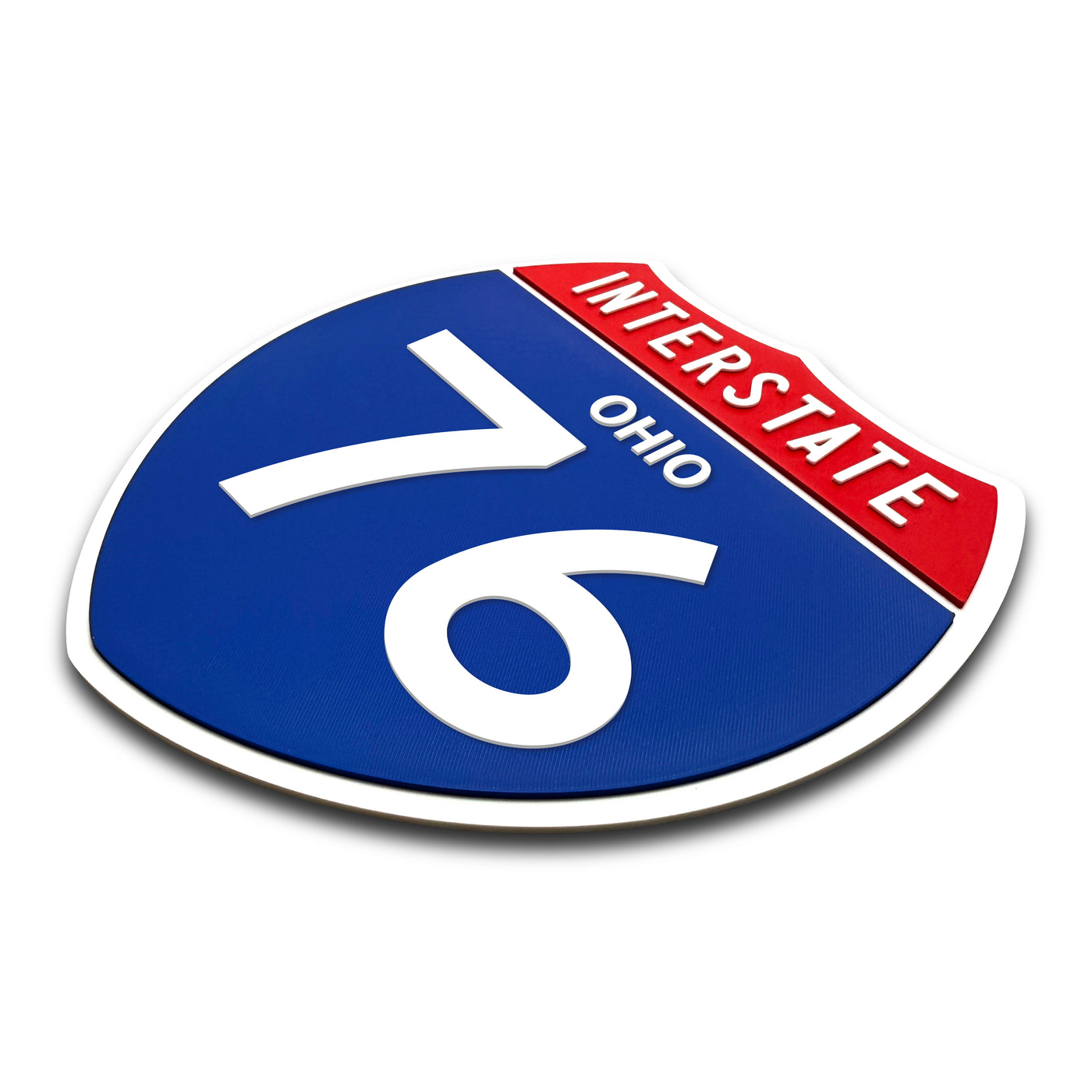 Interstate 76 Ohio road sign replica three-quarter view