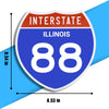 Interstate 88 Road Sign Replica – Personalized Travel Sign | Home & Office Wall Decor (8.54” x 8.53”)
