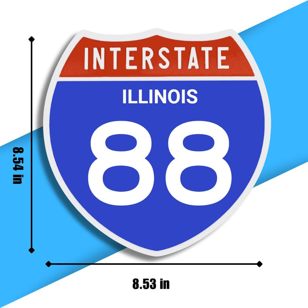 Interstate 88 Road Sign Replica – Personalized Travel Sign | Home & Office Wall Decor (8.54” x 8.53”)