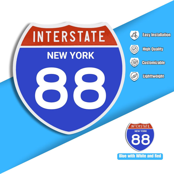 Interstate 88 Road Sign Replica – Personalized Travel Sign | Home & Office Wall Decor (8.54” x 8.53”)