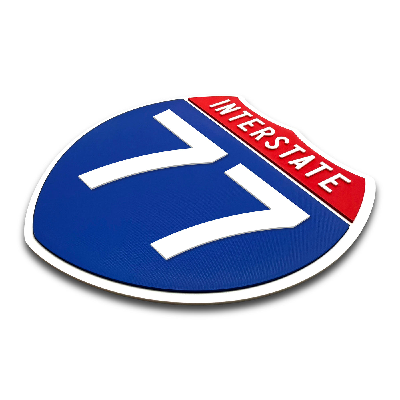 Interstate 77 Number Only road sign replica three quarter view