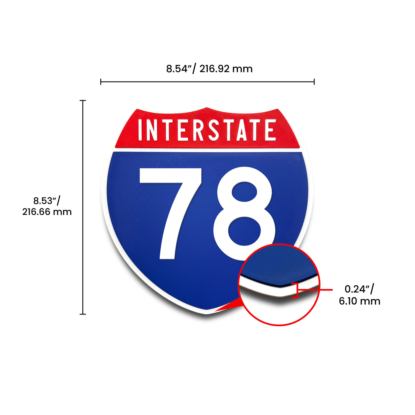 Interstate 78 Number Only road sign replica dimension view