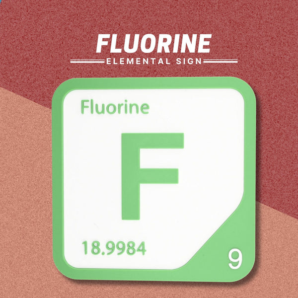 FLUORINE Periodic Table Tile – Educational Wall Art for Science Lovers, 5.6 x 5.6 Inches