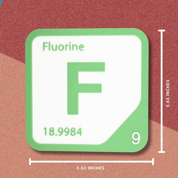 FLUORINE Periodic Table Tile – Educational Wall Art for Science Lovers, 5.6 x 5.6 Inches
