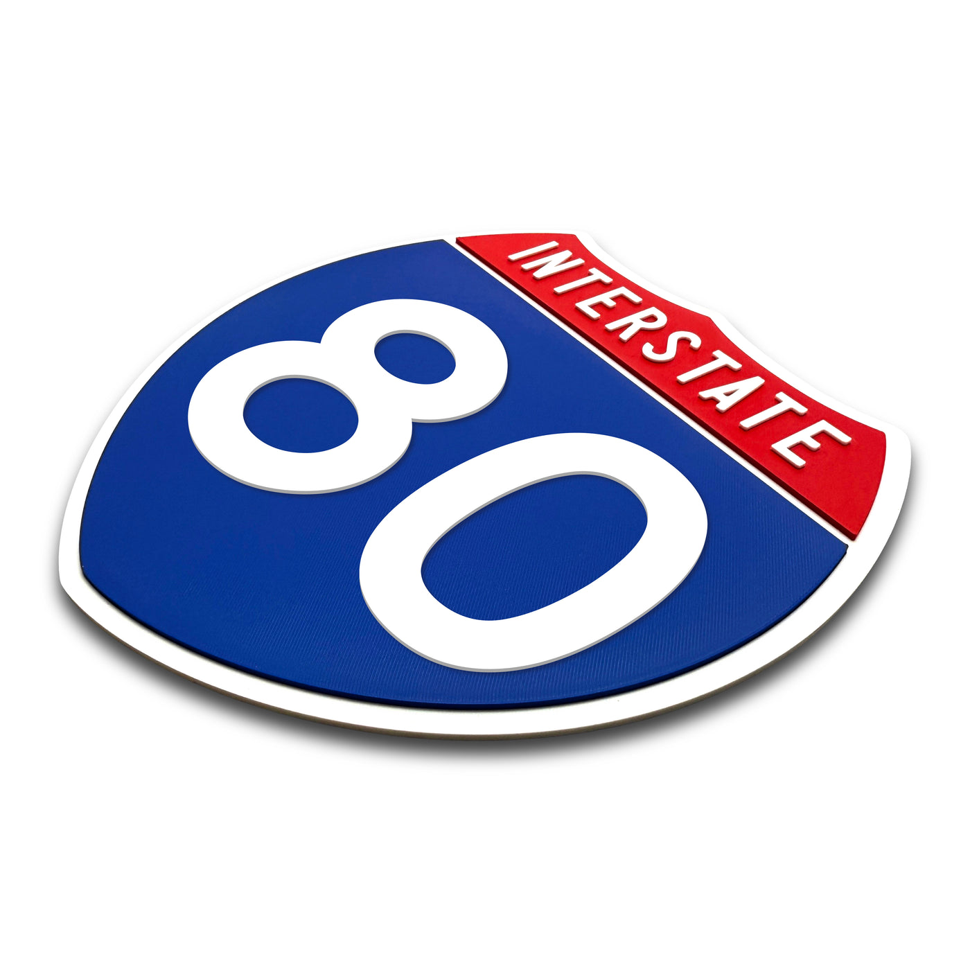 Interstate 80 Number Only road sign replica three quarter view