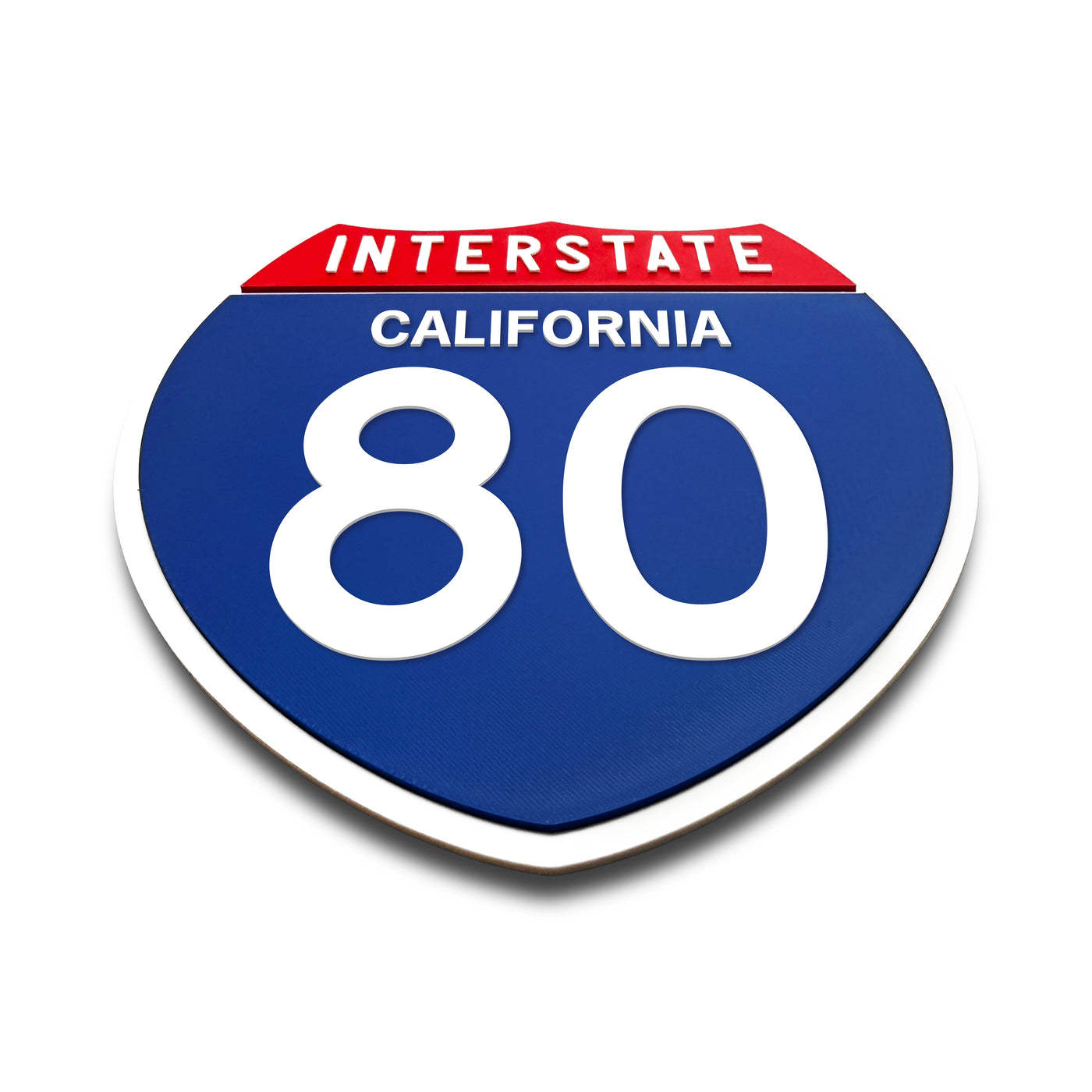 Interstate 80 California road sign replica flat view