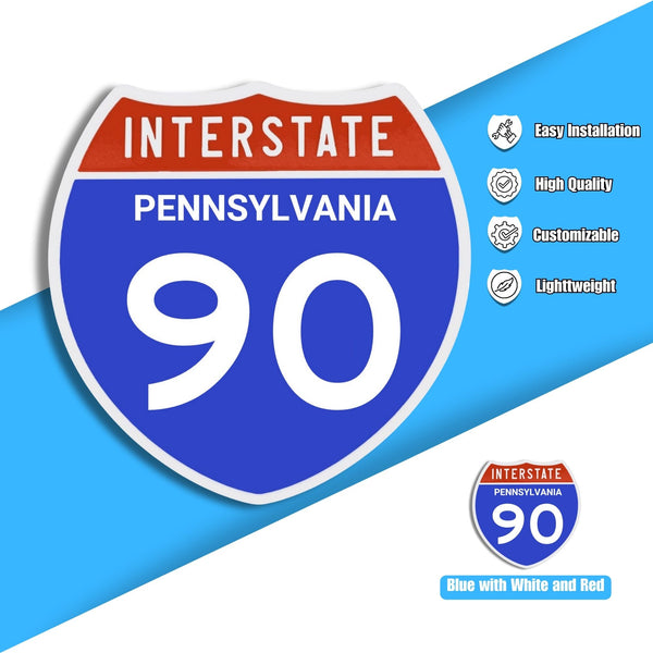 Interstate 90 Road Sign Replica – Personalized Travel Sign | Home & Office Wall Decor (8.54” x 8.53”)