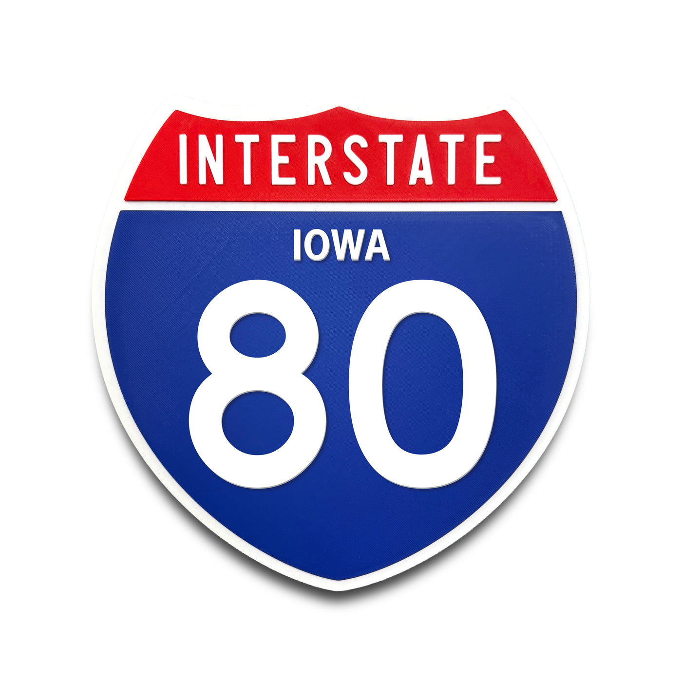 Interstate 80 Iowa road sign replica front view
