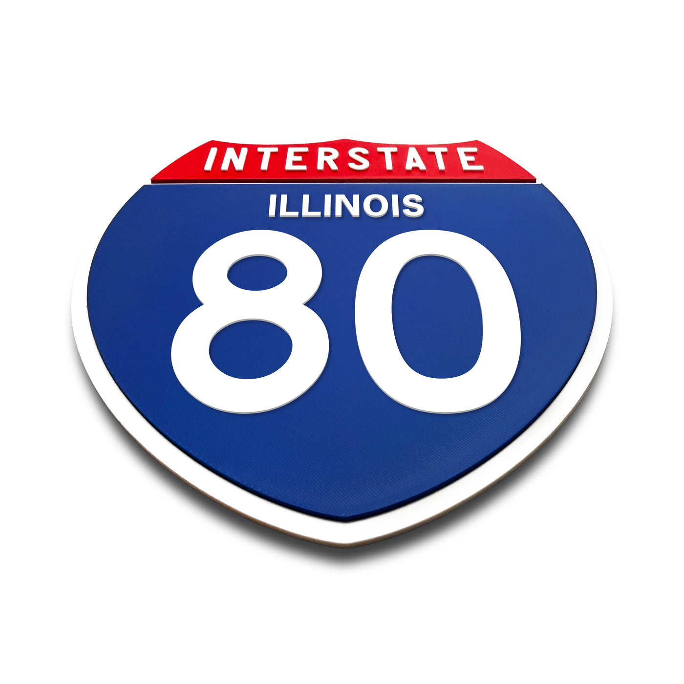 Interstate 80Illinois road sign replica flat view