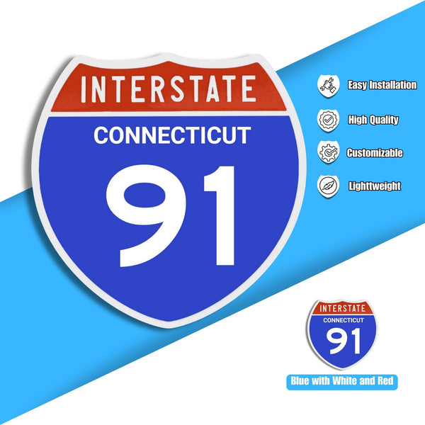 Interstate 91 Road Sign Replica – Personalized Travel Sign | Home & Office Wall Decor (8.54” x 8.53”)