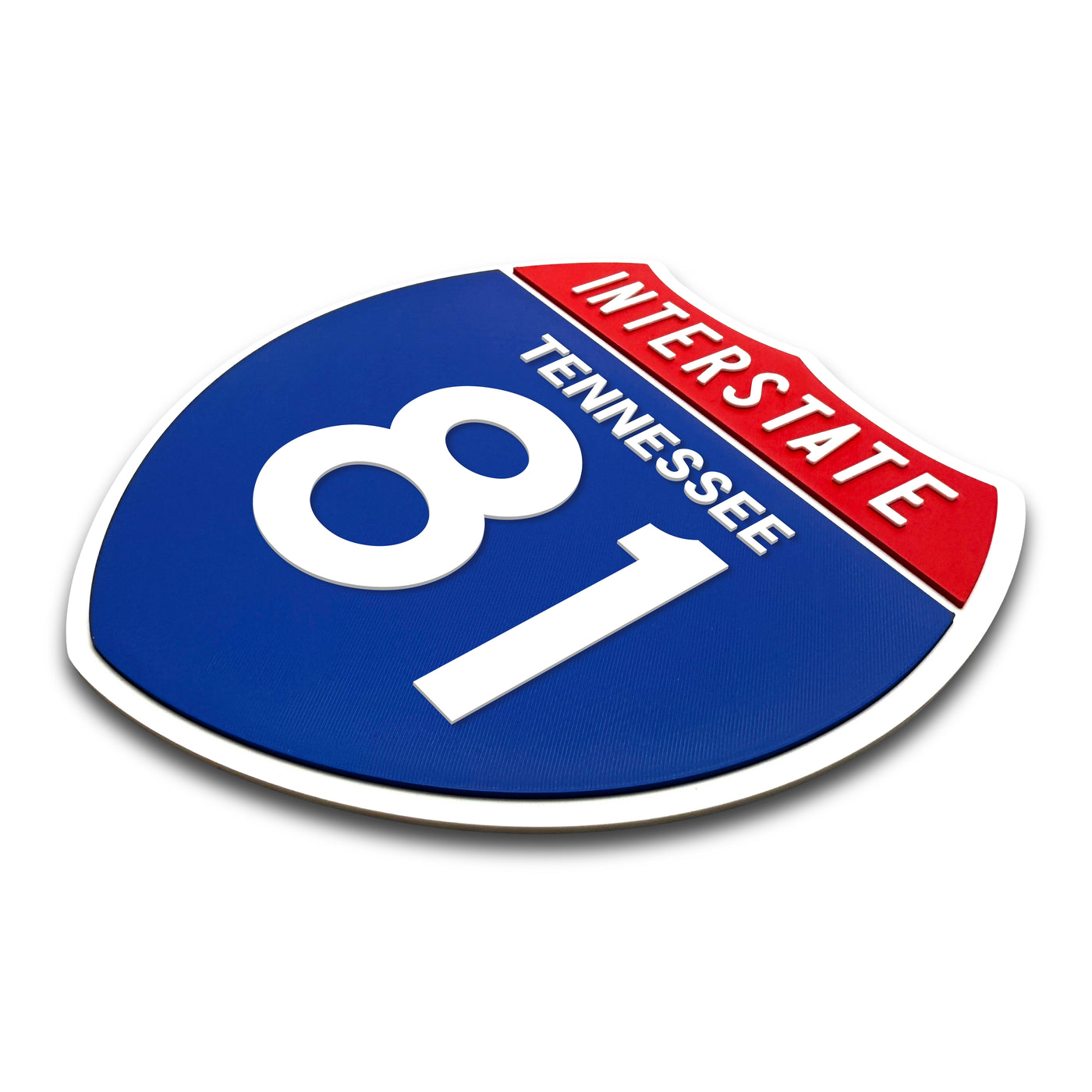 Interstate 81 Tennessee road sign replica three-quarter view