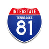 Interstate 81 Tennessee road sign replica front view