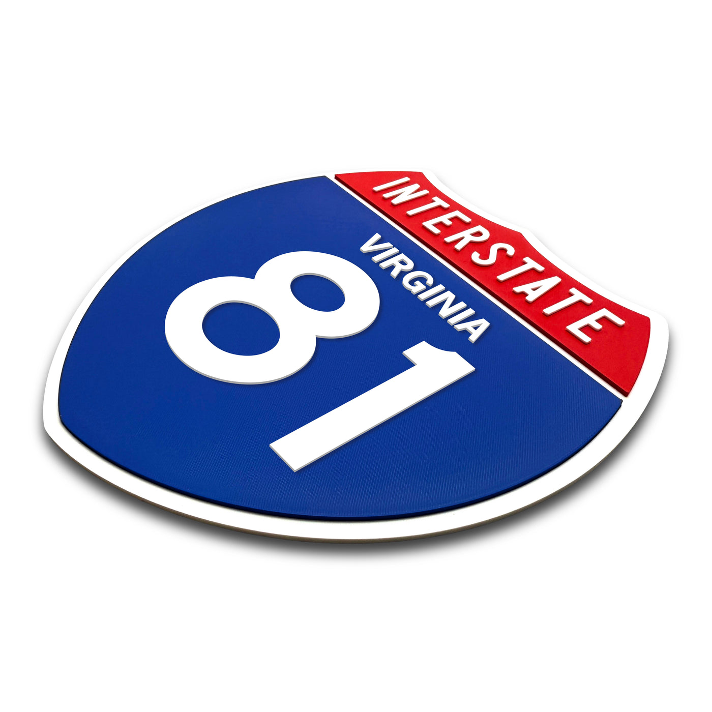 Interstate 81 Virginia road sign replica three-quarter view