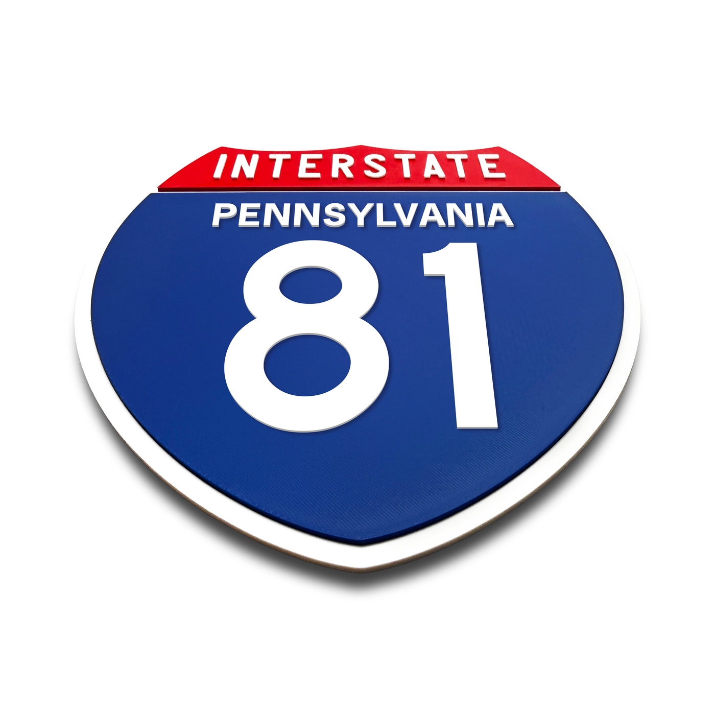 Interstate 81 Pennsylvania road sign replica flat view