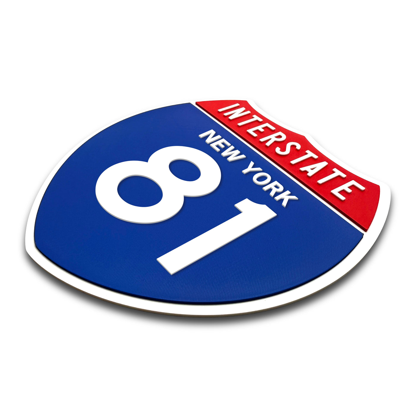 Interstate 81 New York road sign replica three-quarter view