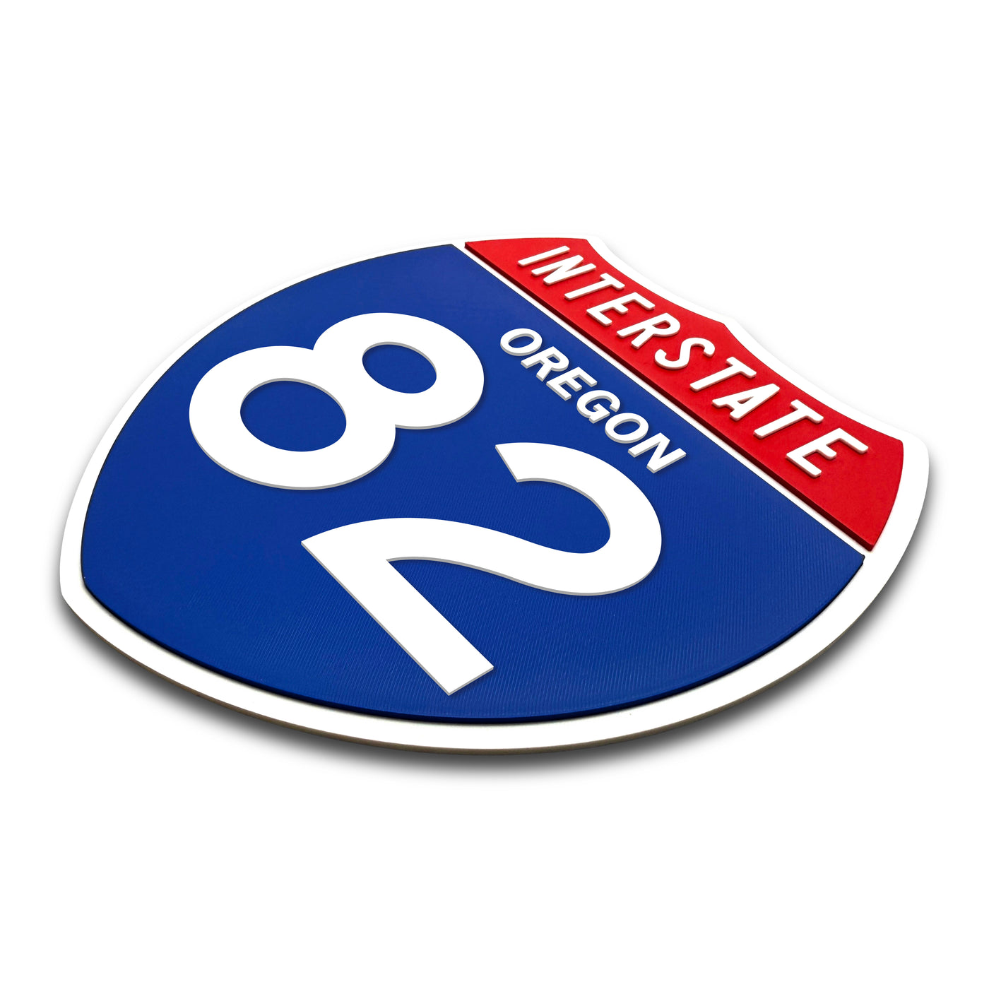 Interstate 82 Oregon road sign replica three-quarter view