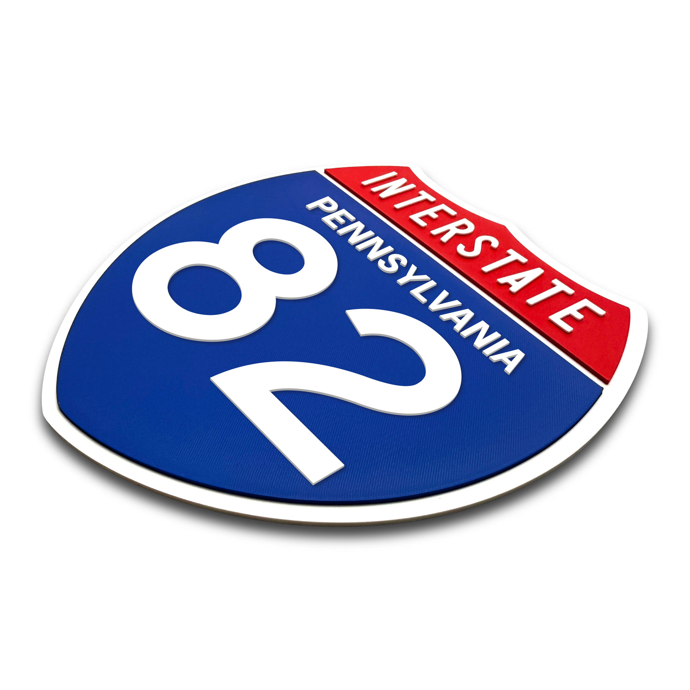 Interstate 82 Pennsylvania road sign replica three-quarter view