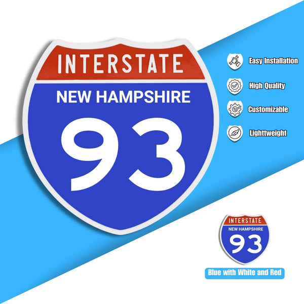 Interstate 93 Road Sign Replica – Personalized Travel Sign | Home & Office Wall Decor (8.54” x 8.53”)