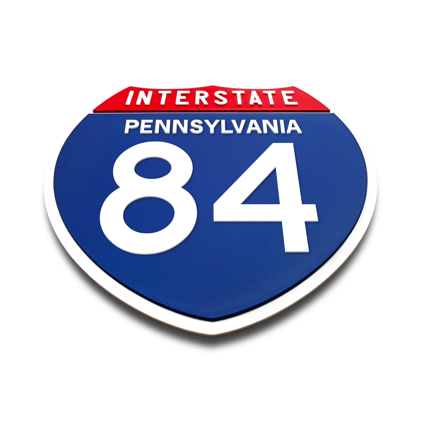 Interstate 84 Pennsylvania road sign replica flat view