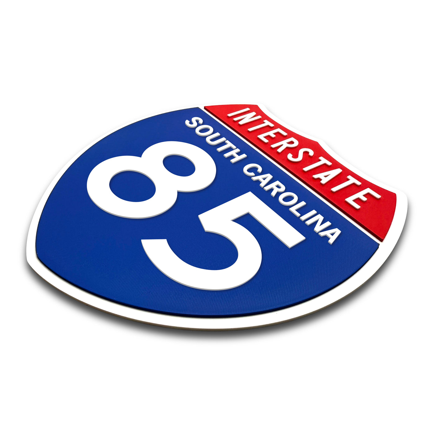 Interstate 85 South Carolina road sign replica three-quarter view
