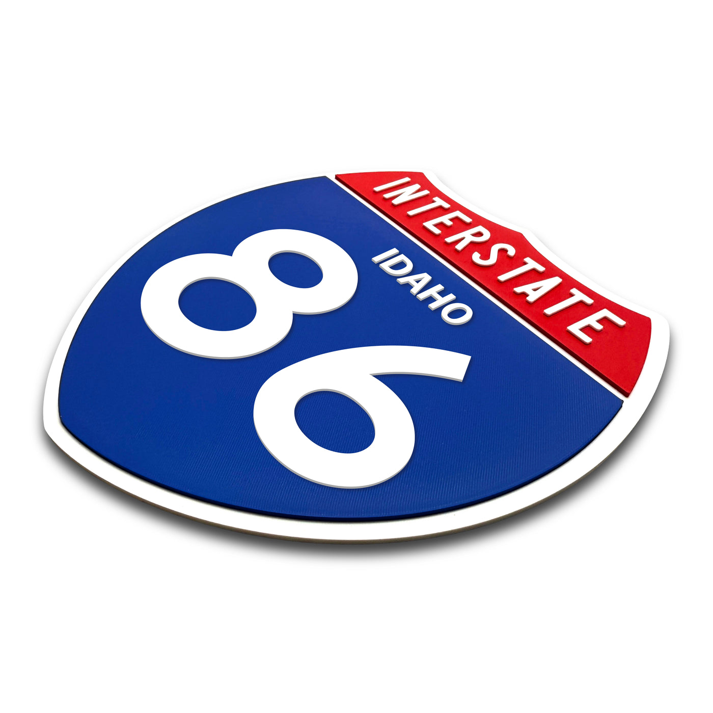 Interstate 86 Idaho road sign replica three-quarter view