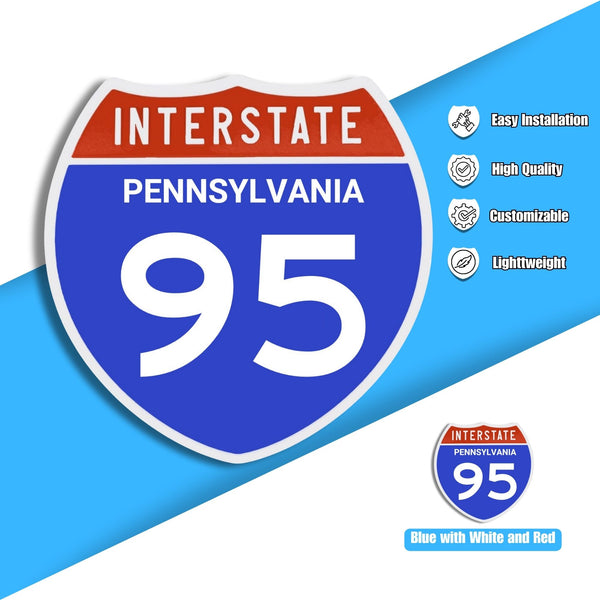 Interstate 95 Road Sign Replica – Personalized Travel Sign | Home & Office Wall Decor (8.54” x 8.53”)