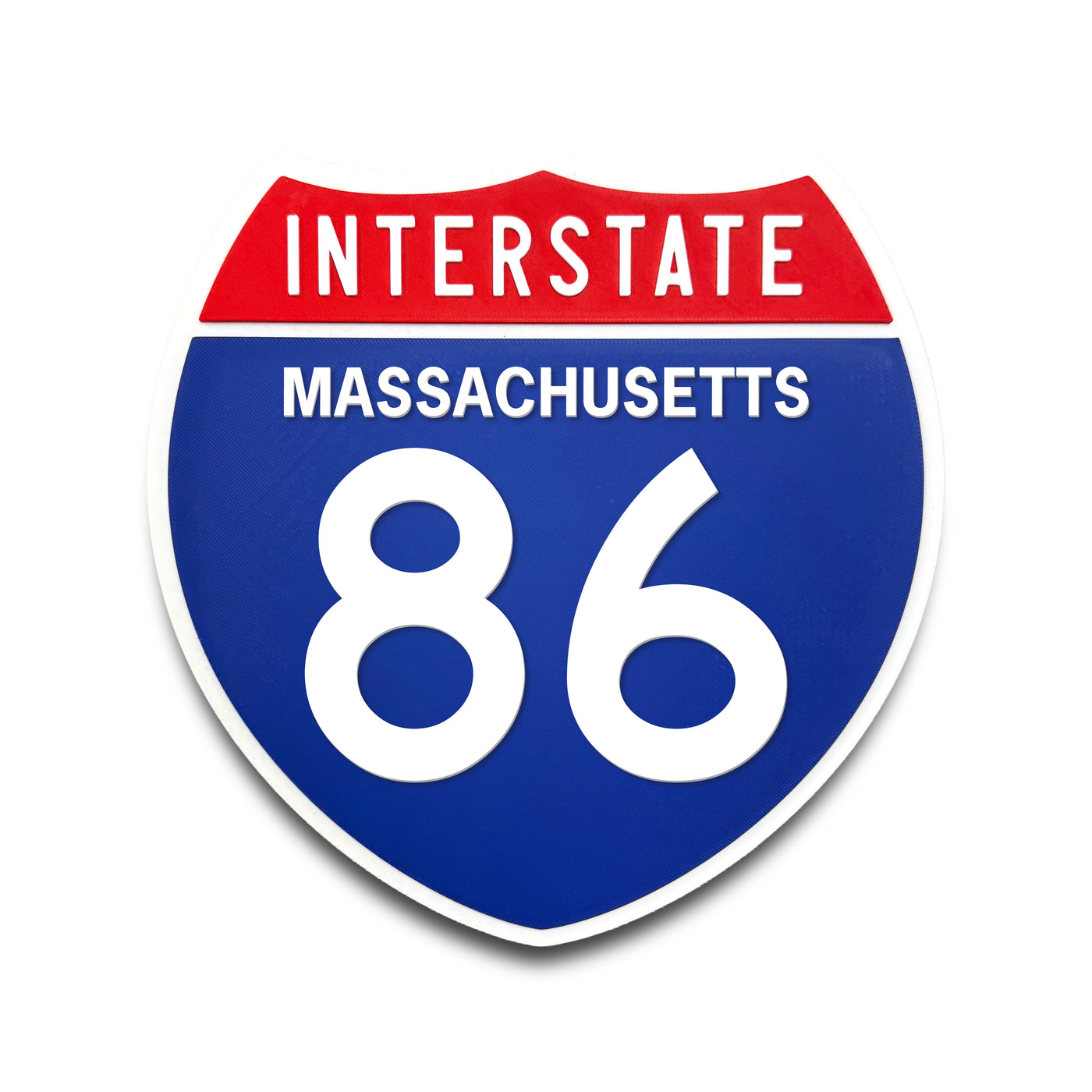 Interstate 86 Massachusetts road sign replica front view